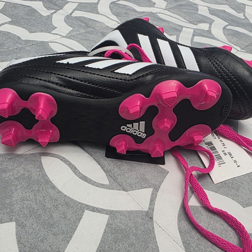 Adidas Kids' Soccer Shoes Black with Pink Accents - Picture 9 of 10